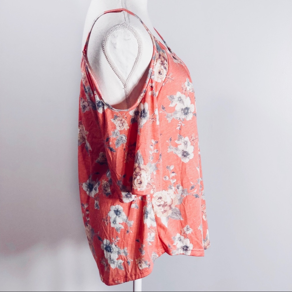 Ginger G Pink Floral Cold Shoulder Top - Picture 5 of 8